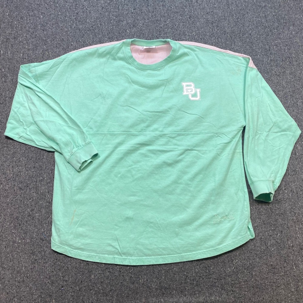Pressbox Baylor University Spirit Jersey Sz M Womens Mint Green Seersucker Yoke